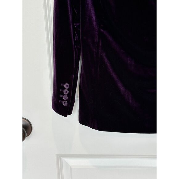 NWT Joan Vass Purple Velvet Single Button Blazer Size Small - Picture 2 of 9